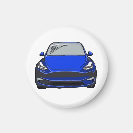 ブルーエレクトリックビークルSUVカースケッチ マグネット (正面)