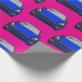 ブルーエレクトリックビークルSUVカーピンク背景 ラッピングペーパー (角)