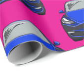 ブルーエレクトリックビークルSUVカーピンク背景 ラッピングペーパー (ロールコーナー)