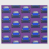 ブルーエレクトリックビークルSUV車の紫の背景 ラッピングペーパー (フラット)