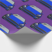 ブルーエレクトリックビークルSUV車の紫の背景 ラッピングペーパー (角)