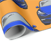 ブルーエレクトリックビークルSUV車オレンジ色の背景 ラッピングペーパー (ロールコーナー)