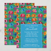 ブルーエレファモダンントボーイベビーシャワー招待状 招待状 (正面/裏面)