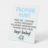 ブルーエレファントおしゃぶり狩りベビーシャワーゲームサイン 台座サイン (正面)