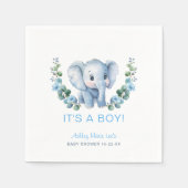 ブルーエレファントそれは男の子の赤ちゃんシャワーのナプキンス – Wat スタンダードカクテルナプキン (正面)