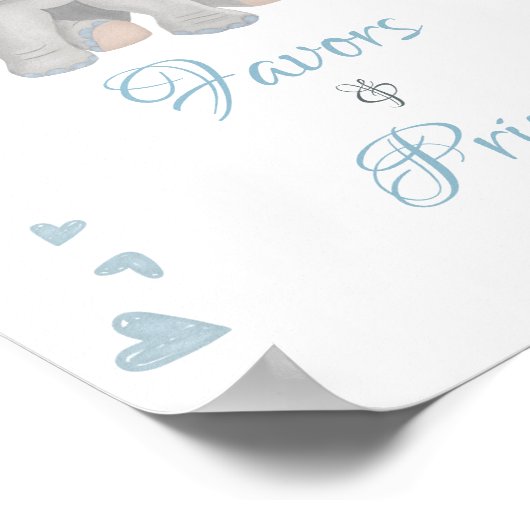 ブルーエレファントの好意と景品赤ちゃんシャワーサイン ポスター (角)