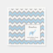 ブルーエレファントの最初の誕生日パーティーデコ スタンダードカクテルナプキン (正面)