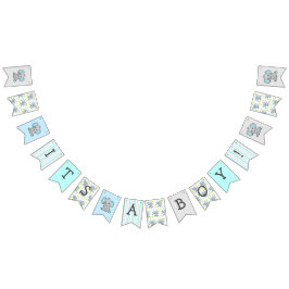 ブルーエレファントをテーマにした赤ちゃんシャワー バンティングフラッグ