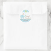 ブルーエレファントアンブレラベビーシャワーステッカー ラウンドシール (バッグ)