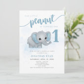 ブルーエレファントウアーリトルピーナッツファースト誕生日 招待状 (スタンド正面)