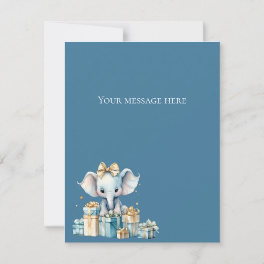 ブルーエレファントウォーターカラーベビーシャワー サンキューカード (裏面)