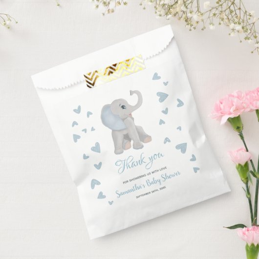 ブルーエレファントウォーター色の男の子の赤ちゃんシャワー フェイバーバッグ (封をした状態)