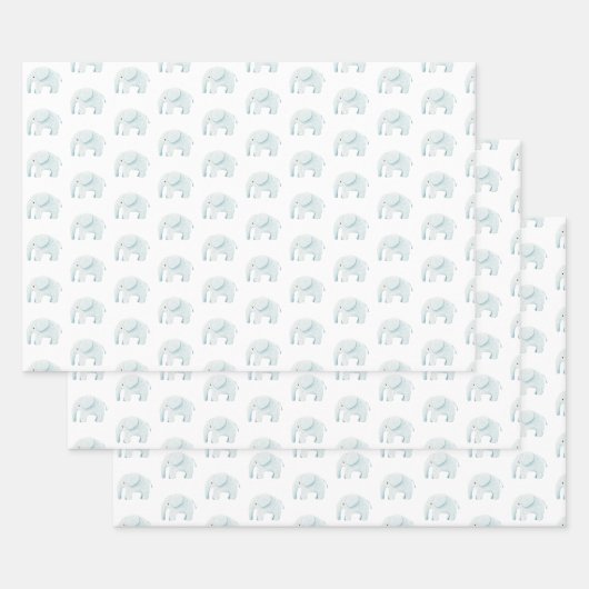 ブルーエレファントカワイトボーイベビーシャワー男の赤ちゃん ラッピングペーパーシート (セット)