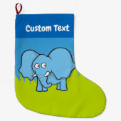 ブルーエレファントカートゥーンクリスマスストッキング ラージクリスマスストッキング (正面)
