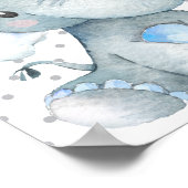 ブルーエレファントキュート男の赤ちゃん子供部屋ギフト ポスター (角)