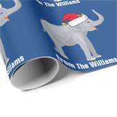 ブルーエレファントクリスマスパーティーかわいいパーソナライズされた ラッピングペーパー (ロールコーナー)