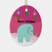 ブルーエレファントクリスマス飾り セラミックオーナメント (右)