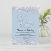 ブルーエレファントグリッター1st誕生日パーティー 招待状 (スタンド正面)