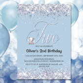 ブルーエレファントグリッター2nd誕生日パーティー 招待状