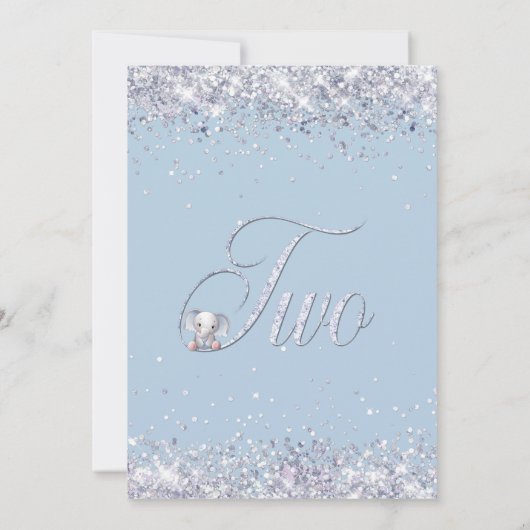 ブルーエレファントグリッター2nd誕生日パーティー 招待状 (裏面)