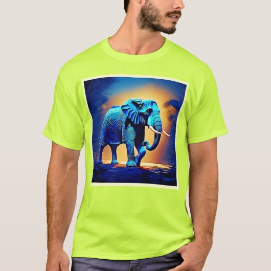 ブルーエレファントグローデザイン Tシャツ (正面)
