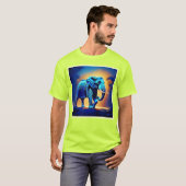ブルーエレファントグローデザイン Tシャツ (正面フル)