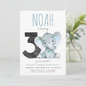 ブルーエレファントサード誕生日招待状 招待状 (スタンド正面)