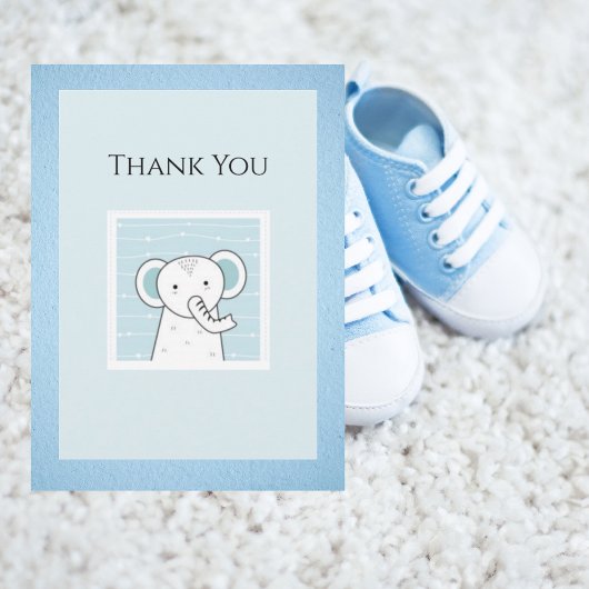 ブルーエレファントシンプルベビー サンキューカード