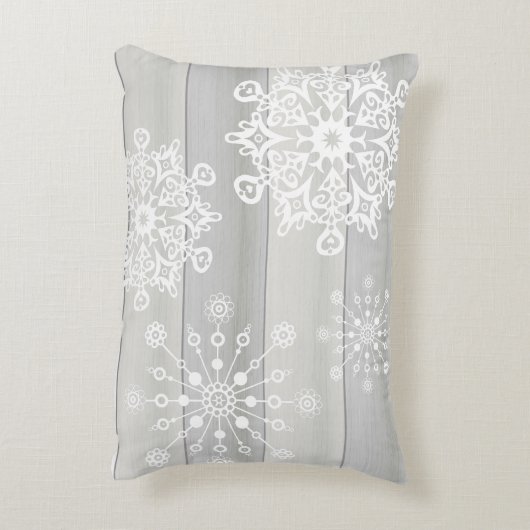 ブルーエレファントスノーフレークグレー名前をカスタムする枕 アクセントクッション (裏面(縦))