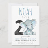 ブルーエレファントセカンド誕生日招待状 招待状 (正面)