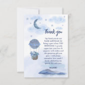 ブルーエレファントバルーンかわいい誕生日の少年 サンキューカード (正面)