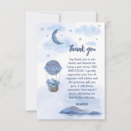 ブルーエレファントバルーンかわいい誕生日の少年 サンキューカード