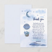 ブルーエレファントバルーンかわいい誕生日の少年 サンキューカード (正面/裏面)