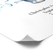 ブルーエレファントバルーンベビー誕生統計子供部屋 ポスター (角)