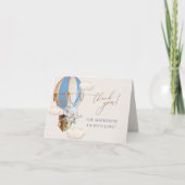 ブルーエレファントバルーン赤ちゃんシャワーありがとう サンキューカード (正面)