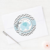 ブルーエレファントバードアンドシェブロンプリントバプテスマ ラウンドシール (封筒)