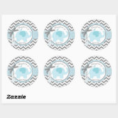 ブルーエレファントバードアンドシェブロンプリントバプテスマ ラウンドシール (シート)