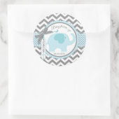 ブルーエレファントバードアンドシェブロンプリントバプテスマ ラウンドシール (バッグ)