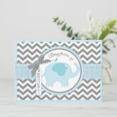 ブルーエレファントバードアンドシェブロンプリントバプテスマ 招待状 (スタンド正面)