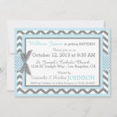 ブルーエレファントバードアンドシェブロンプリントバプテスマ 招待状 (裏面)