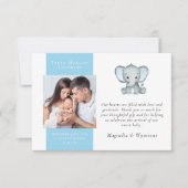 ブルーエレファントフォト新生児 サンキューカード (正面)