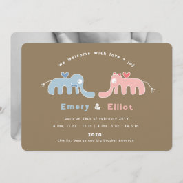 ブルーエレファントフォト男の赤ちゃん誕生発表 案内状