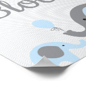 ブルーエレファントブロックのサインを頼む赤ちゃんシャワー ポスター (角)