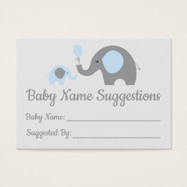 ブルーエレファントベイビーシャワー名提案カード