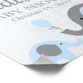 ブルーエレファントベイビーシャワー歓迎の看板ポスター ポスター (角)