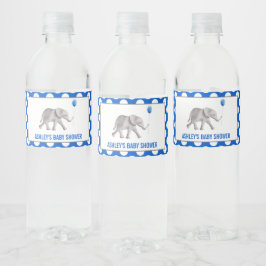 ブルーエレファントベイビーシャワー水瓶ラベル ペットボトルラベル