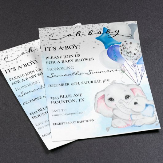 ブルーエレファントベイビーシャワー男の子バルーン