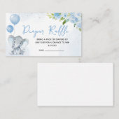 ブルーエレファントベビーシャワーおむつラッフル エンクロージャーカード (正面/裏面)