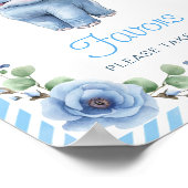 ブルーエレファントベビーシャワーの好意のサイン – 水色 ポスター (角)