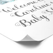 ブルーエレファントベビーシャワーサイン、サファリベビーシャワー ポスター (角)